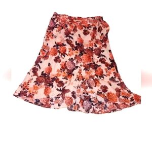 KNOX ROSE Floral Wrap Skirt Elastic Waist Size X-Large